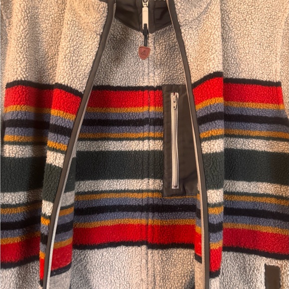 Pendleton Jacket & Vest Set National Park Glacier Stripe Sherpa Mens S/M fullZip - Picture 2 of 14